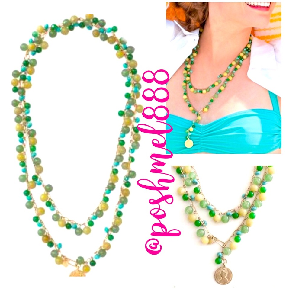 Stella & Dot | Retired Vintage Semi-precious Stone & Gold Coin Copa Neck…